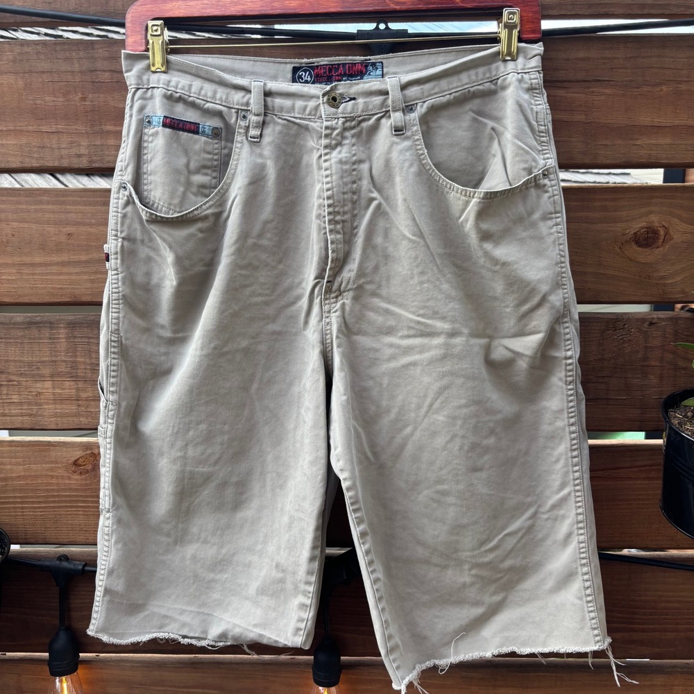 Mecca DNM Carpenter Shorts Mens 34 Tan Khaki Good Raw Hem Vintage Streetwear